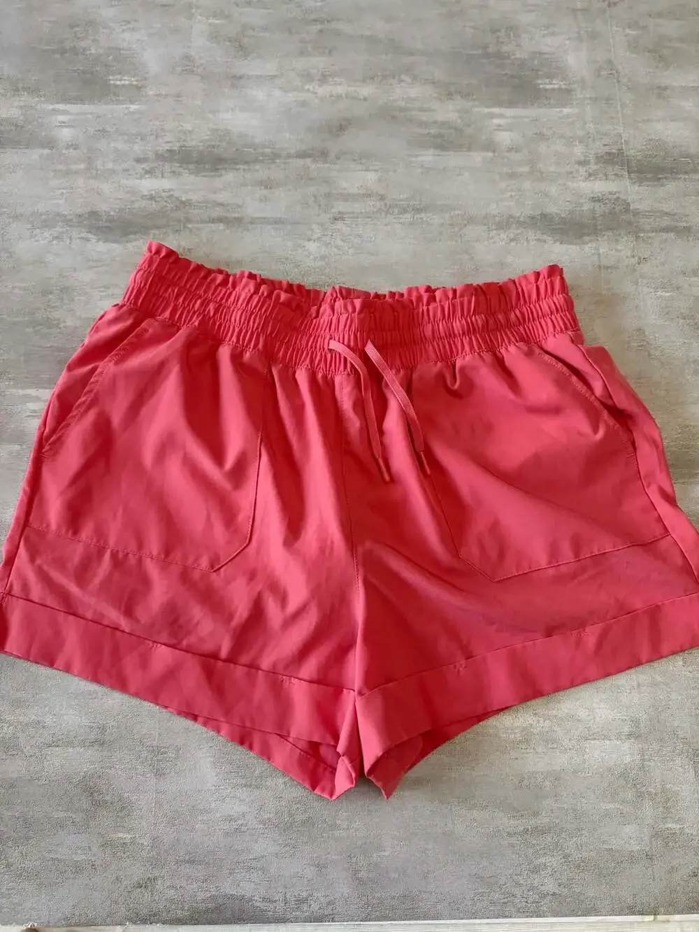90 Degree By Reflex Women's XL Coral Pink Athletic Drawstring Shorts with Pocket
